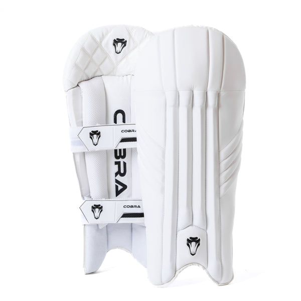 COBRA WICKET KEEPING PADS  - RESERVE EDITION - WHITE/BLACK