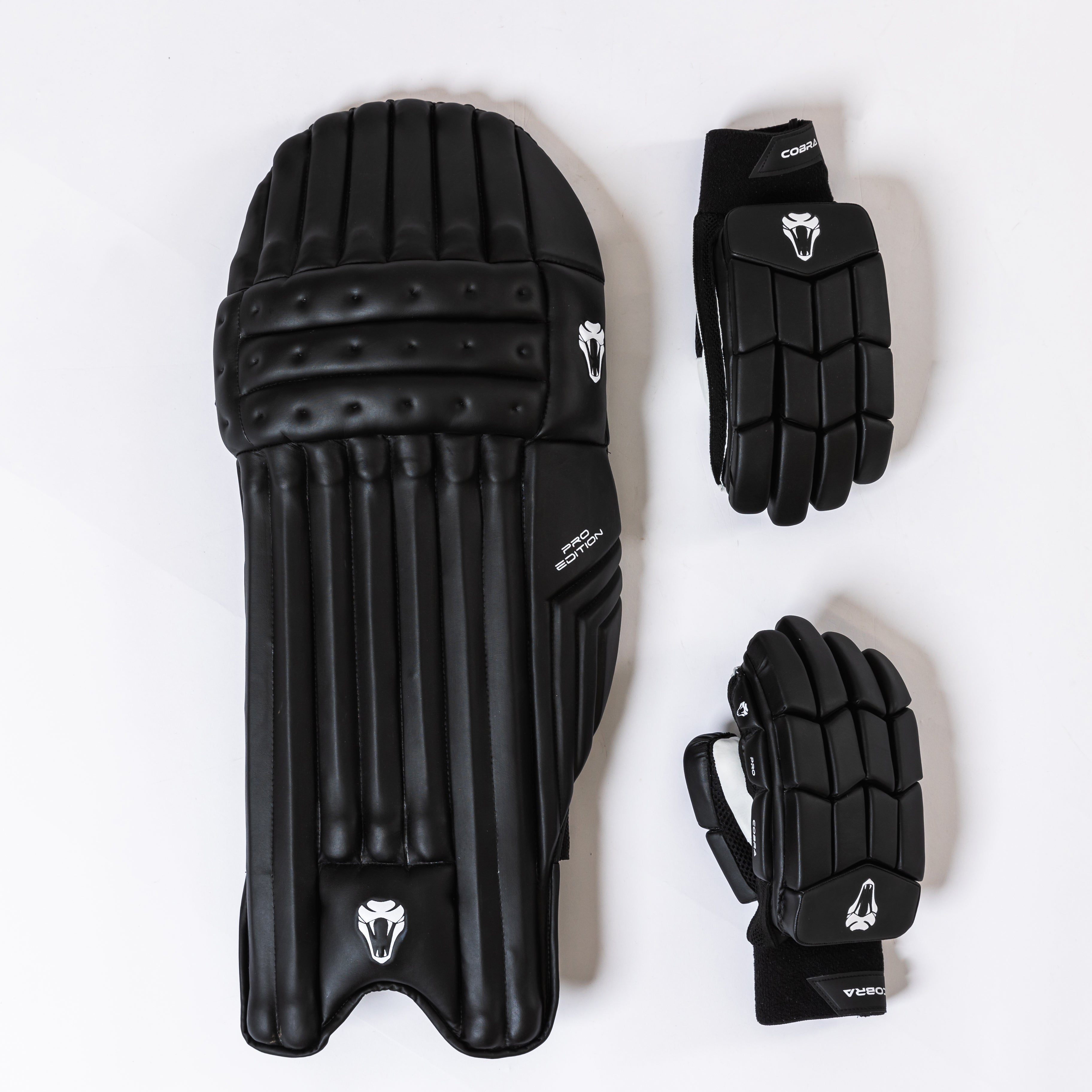 2025 PRO EDITION BLACK PADS & BLACK GLOVES BUNDLE - Cobra Cricket 