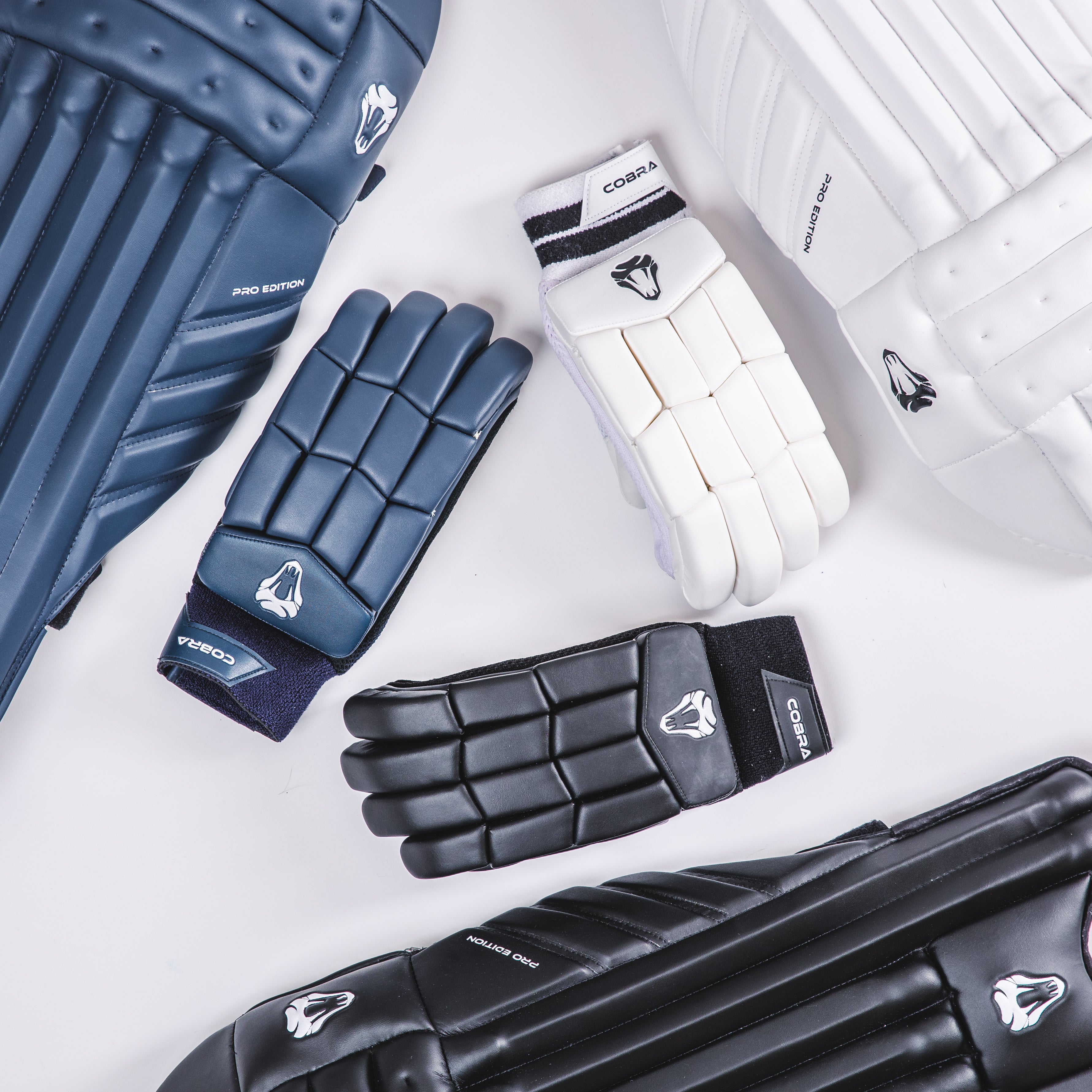 PRO EDITION NAVY PADS & NAVY GLOVES BUNDLE - Cobra Cricket 