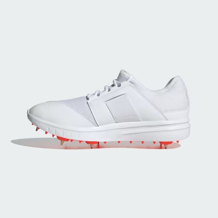 2024 ADIDAS HOWZAT SPIKE 20 CRICKET SHOES - WHITE/BLUE/RED - Cobra Cricket 