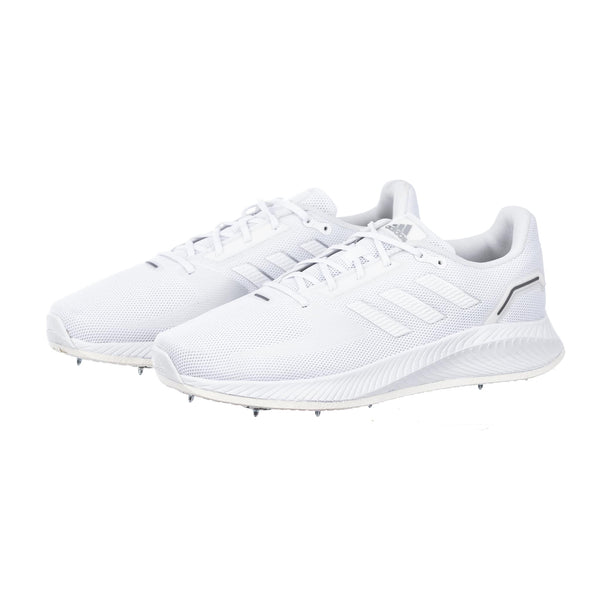 ADIDAS RUNFALCON 2.0 RUNNING SHOES SPIKED  -WHITE/WHITE ADIDAS CRICKET SHOES